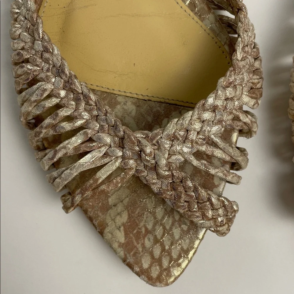 ALEXANDRE BIRMAN Agatha Flat Sandals Metallic Gold Leather. 39.5. - Picture 2 of 14